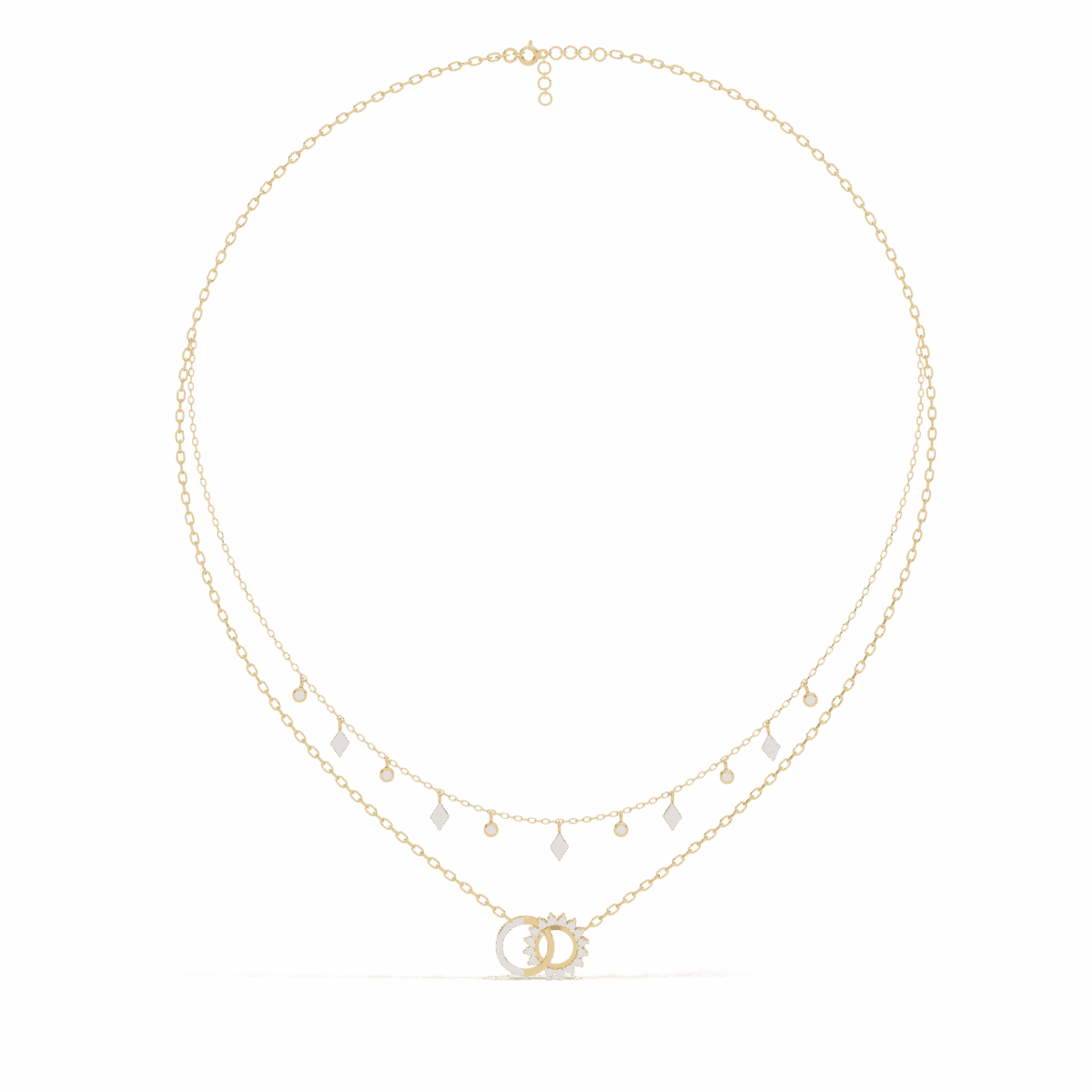 0.3 Carat Layered Halo Diamond Necklace  Image 5