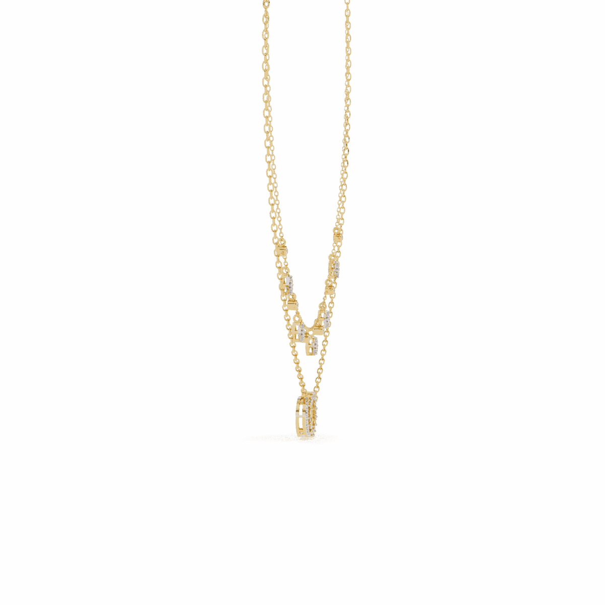 0.3 Carat Layered Halo Diamond Necklace  Image 7