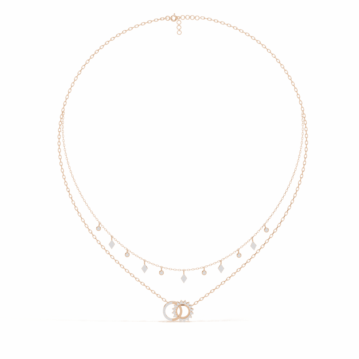 0.3 Carat Layered Halo Diamond Necklace  Image 9