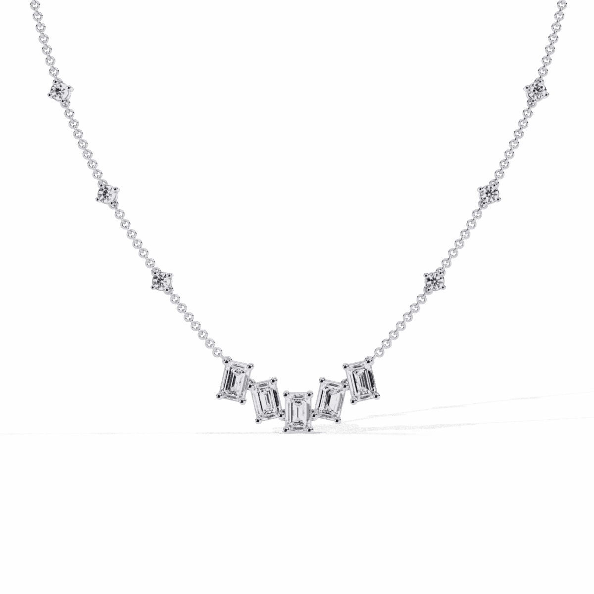 3.25 Carat Emerald Line Diamond Necklace  Image 1