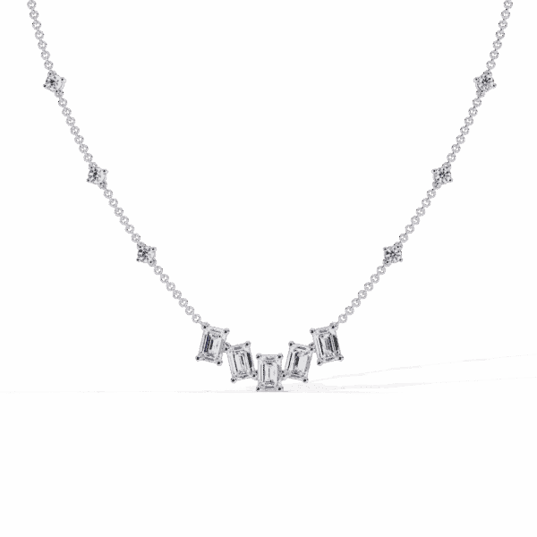 3.25 Carat Emerald Line Diamond Necklace