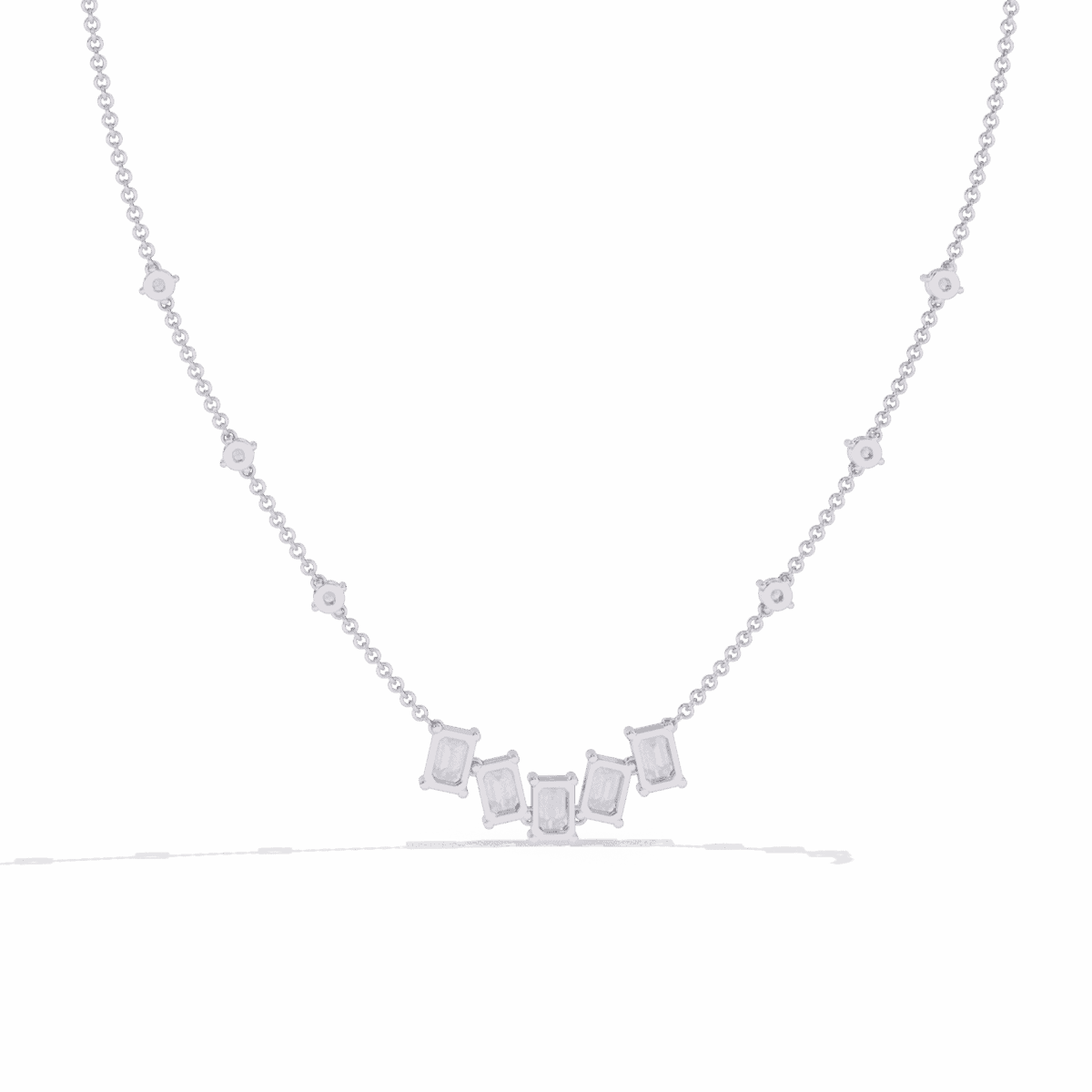 3.25 Carat Emerald Line Diamond Necklace  Image 2