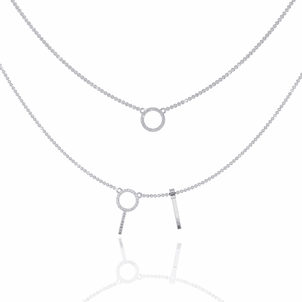 0.3 Carat Dual Chain Circle Necklace
