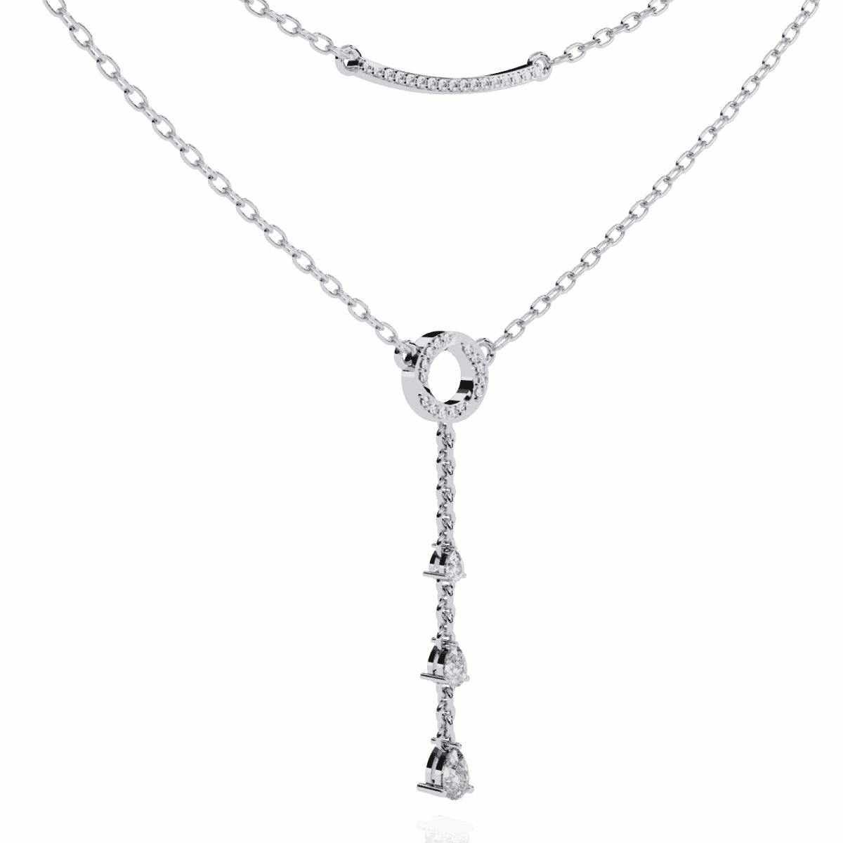 0.5 Carat Drop Line Pear Diamond Necklace  Image 2