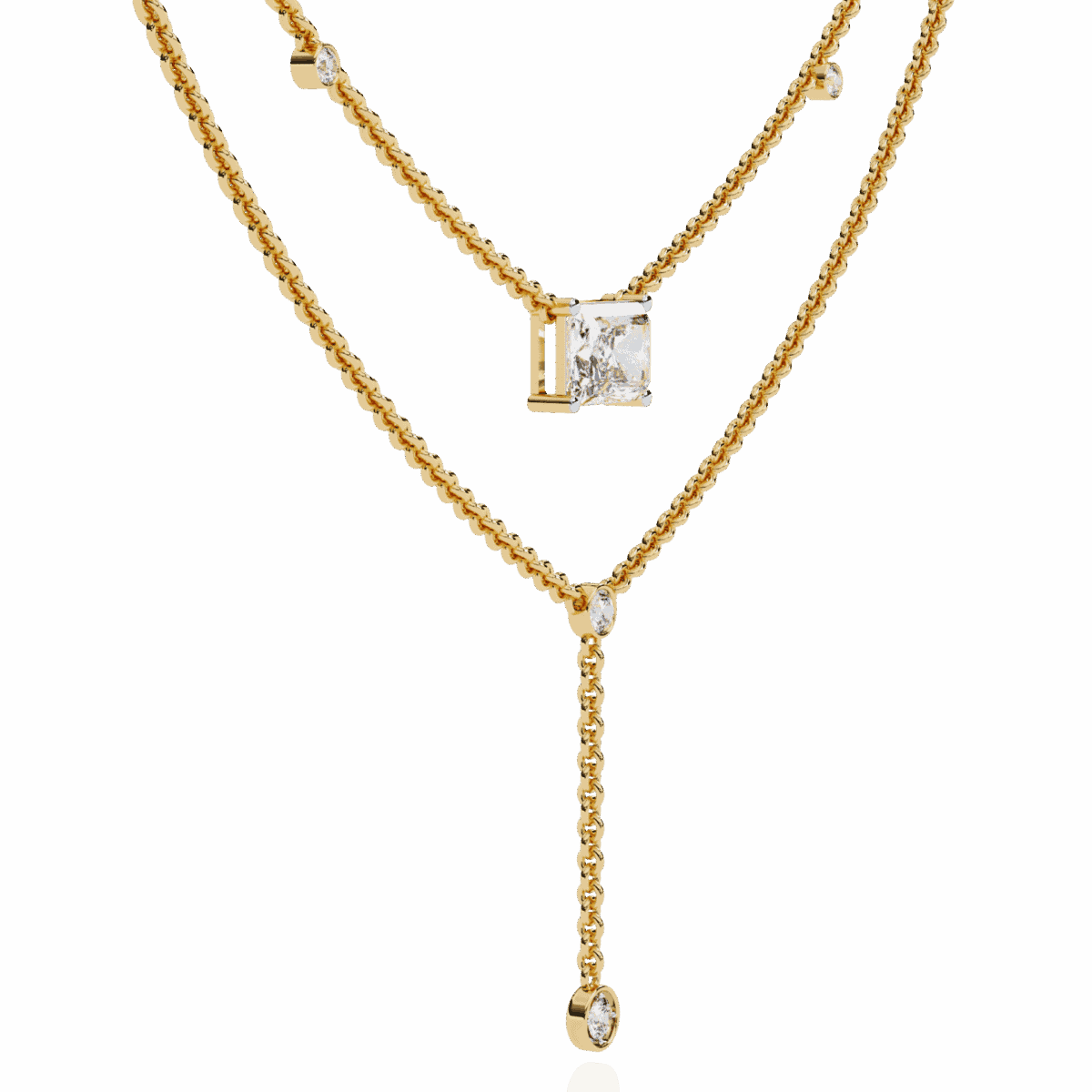 1.75 Carat Radiant Drop Layer Necklace  Image 6