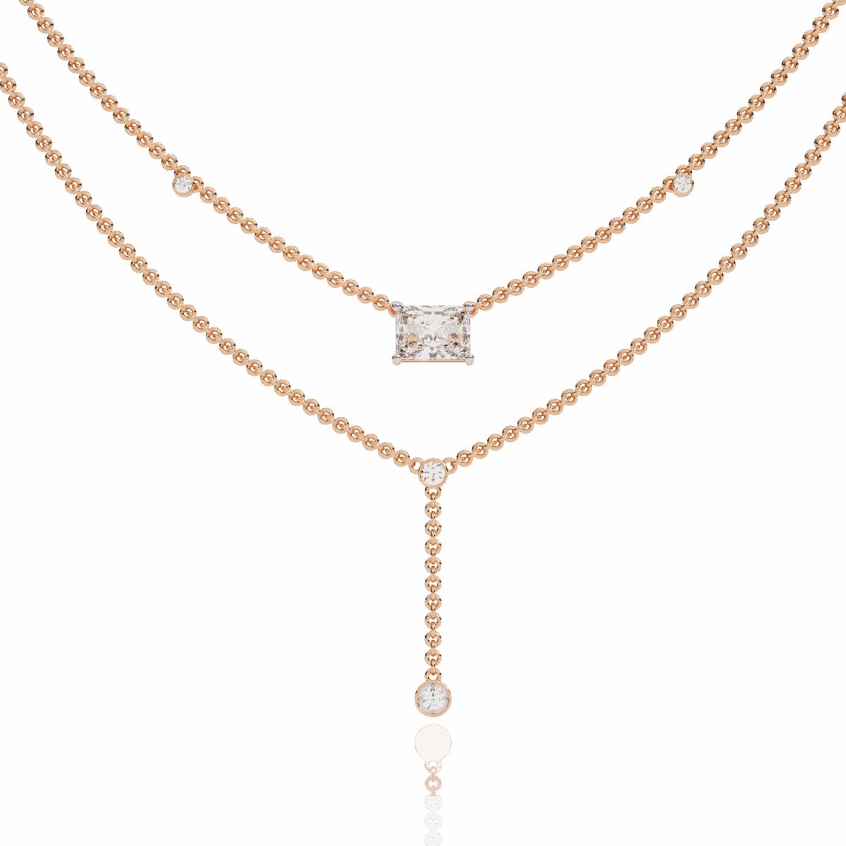 1.75 Carat Radiant Drop Layer Necklace  Image 9
