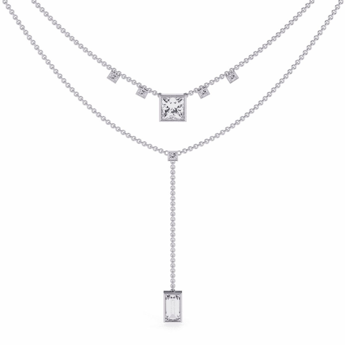 3.5 Carat Princess Drop Diamond Necklace  Image 1