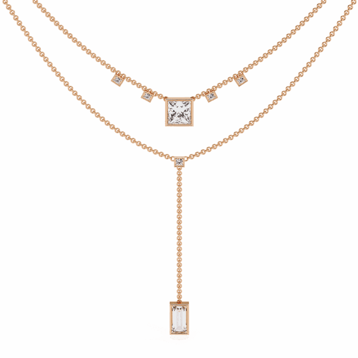 3.5 Carat Princess Drop Diamond Necklace  Image 7