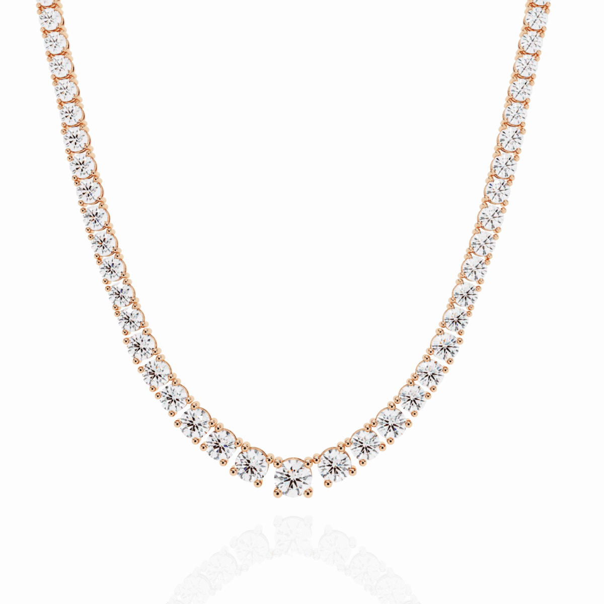 17.5 Carat The Aurora Round Diamond Tennis Necklace  Image 8