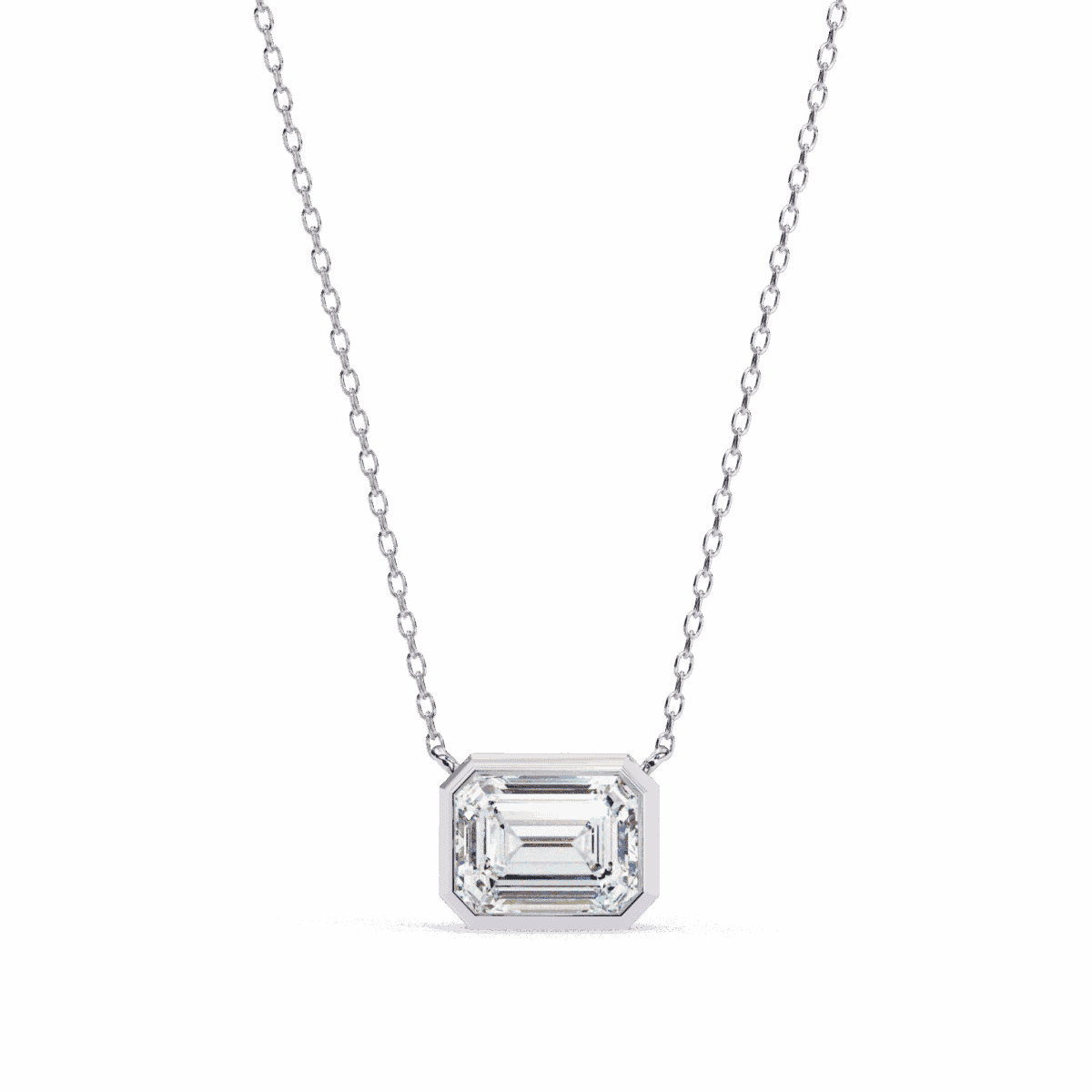 2 Carat Emerald Bezel Solitaire Pendant  Image 1