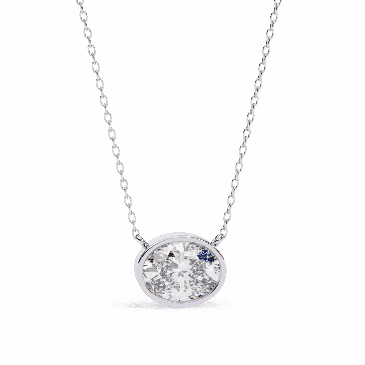 1.5 Carat Oval Bezel Solitaire Pendant  Image 1