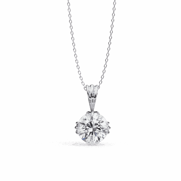 2 Carat Tri Mount Round Solitaire Pendant