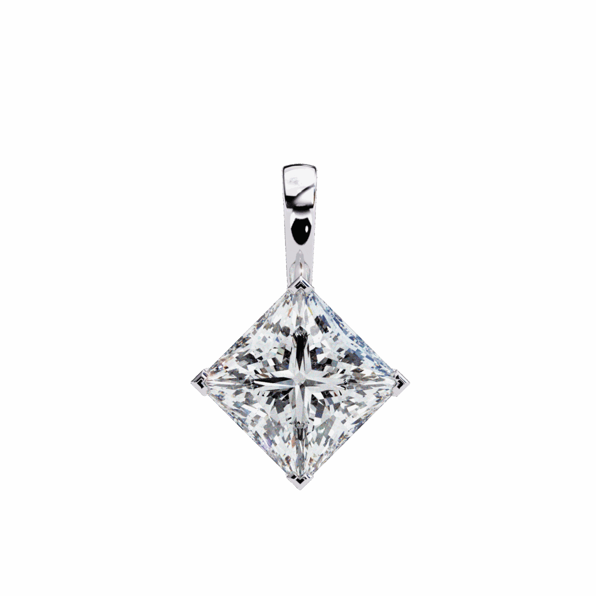 3 Carat Princess Solitaire Pendant  Image 2
