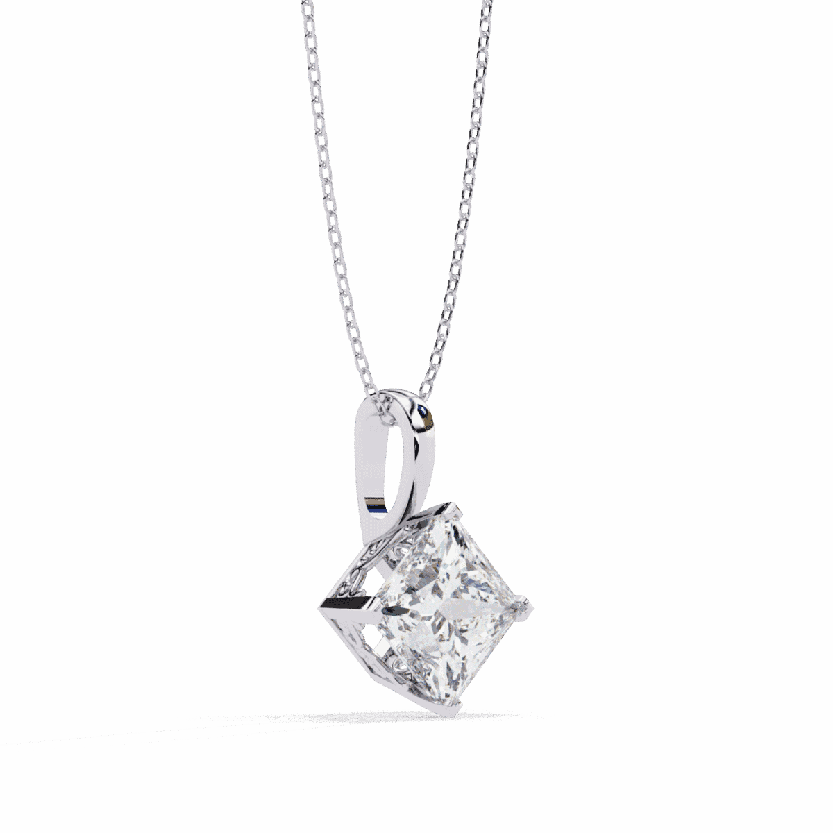 3 Carat Princess Solitaire Pendant  Image 3