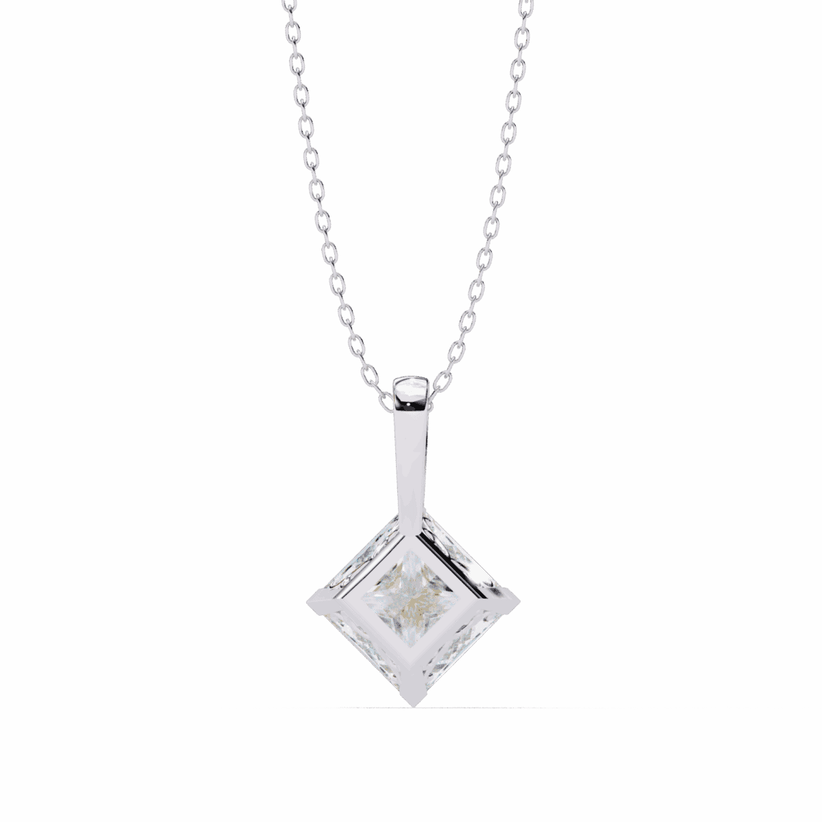 3 Carat Princess Solitaire Pendant  Image 4