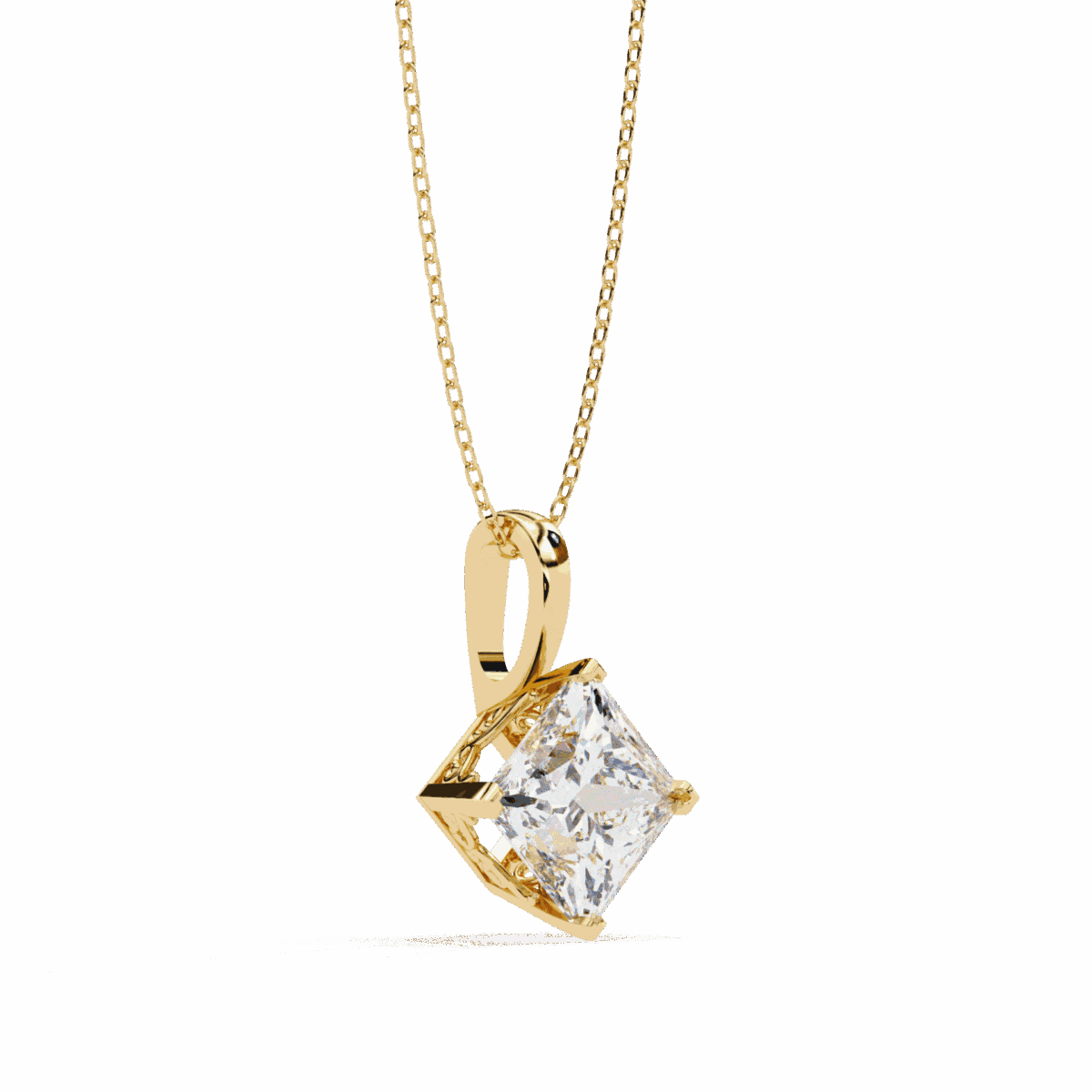3 Carat Princess Solitaire Pendant  Image 6