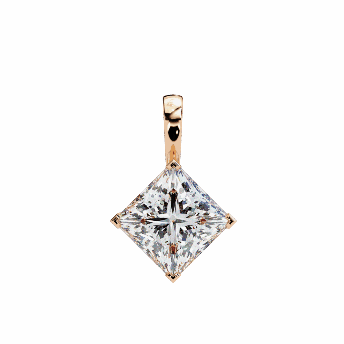 3 Carat Princess Solitaire Pendant  Image 8