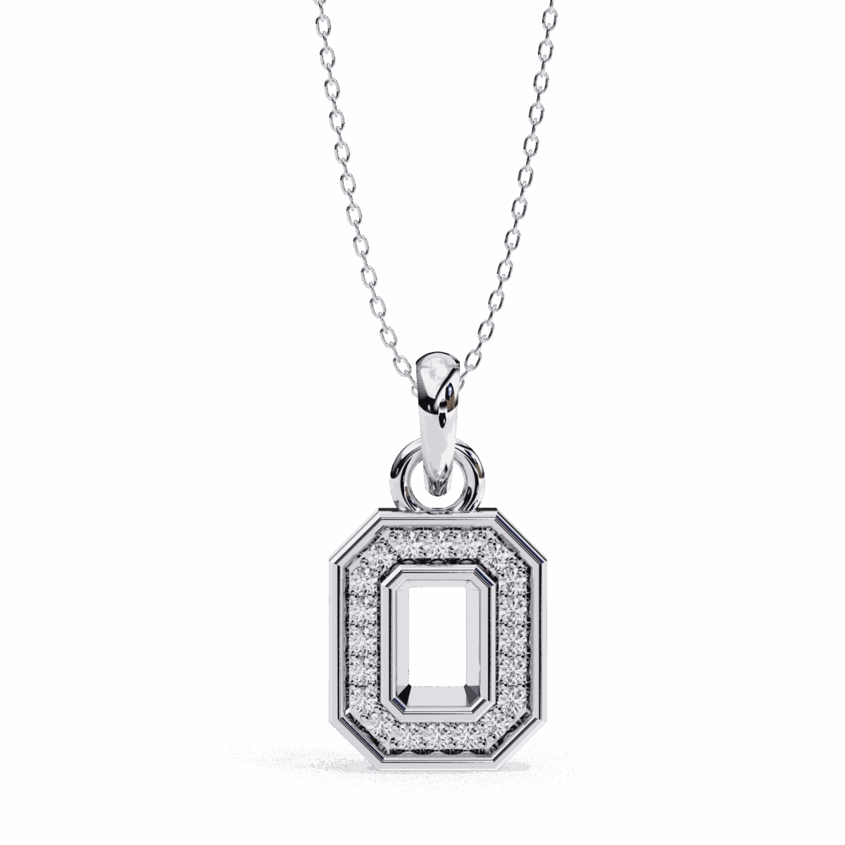 0.2 Carat Octagon Halo Emerald Pendant  Image 1