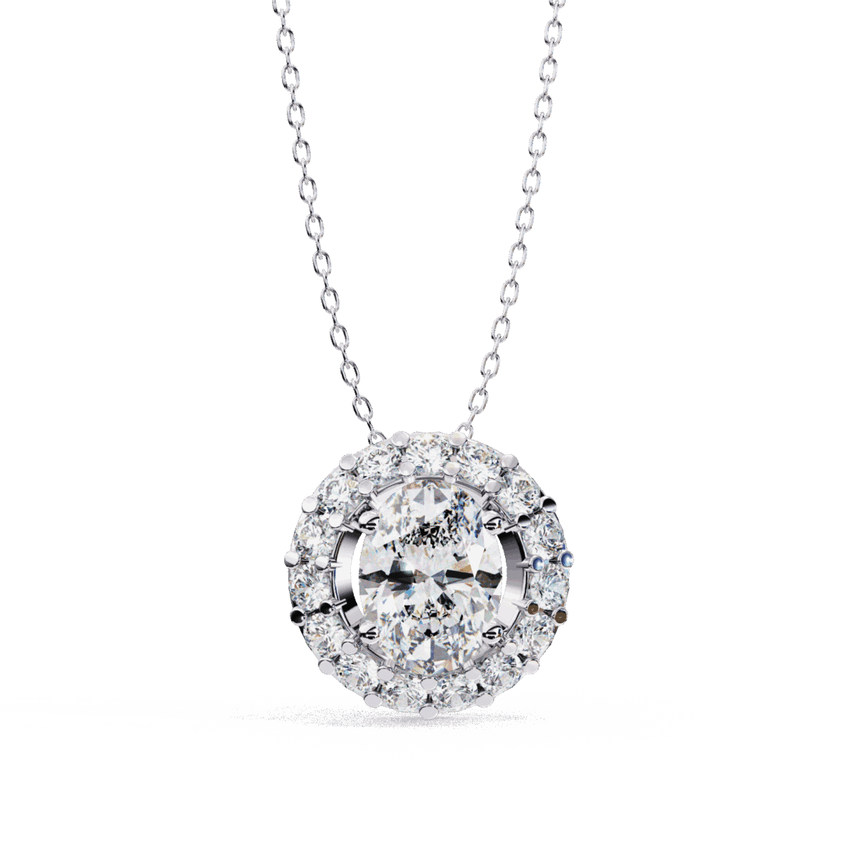 1 Carat Oval Halo Diamond Pendant  Image 1