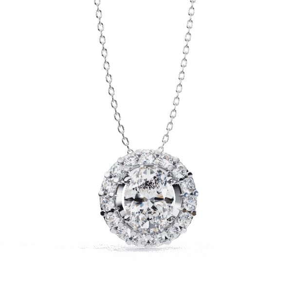 1 Carat Oval Halo Diamond Pendant