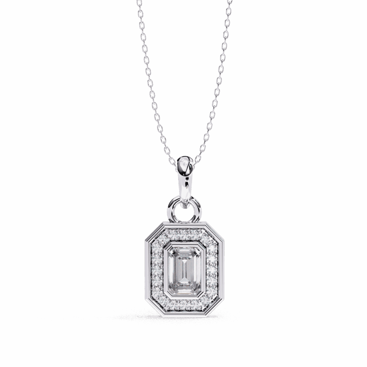 0.9 Carat Emerald Halo Diamond Pendant  Image 1