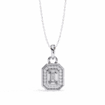 0.9 Carat Emerald Halo Diamond Pendant