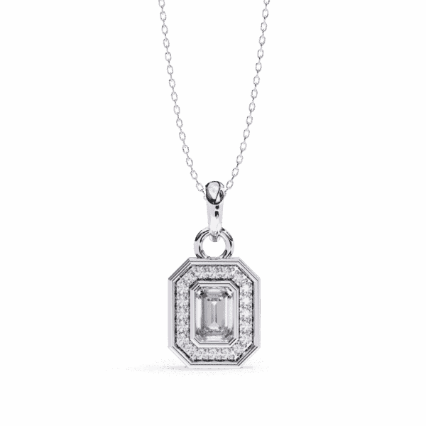0.9 Carat Emerald Halo Diamond Pendant