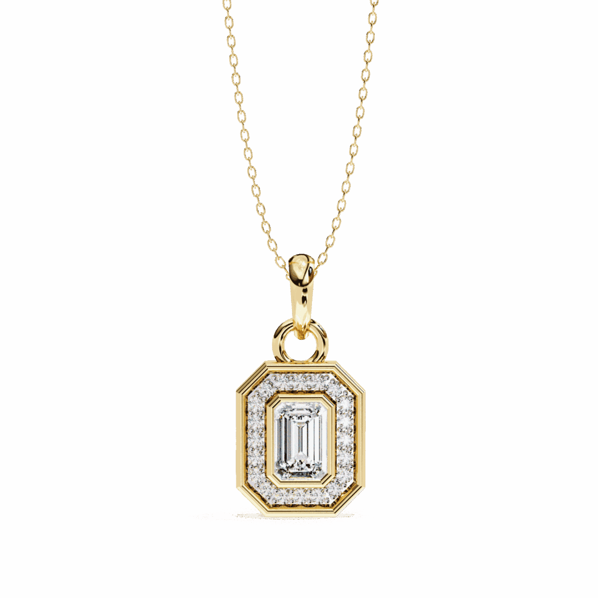 0.9 Carat Emerald Halo Diamond Pendant  Image 3