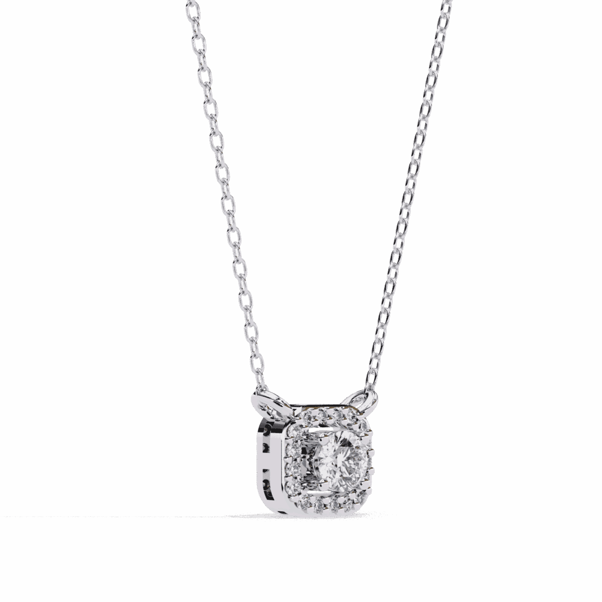 0.3 Carat Round MicroHalo Diamond Pendant  Image 2