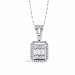 0.7 Carat Art Deco Diamond Pendant - Emerald, Baguette & Round