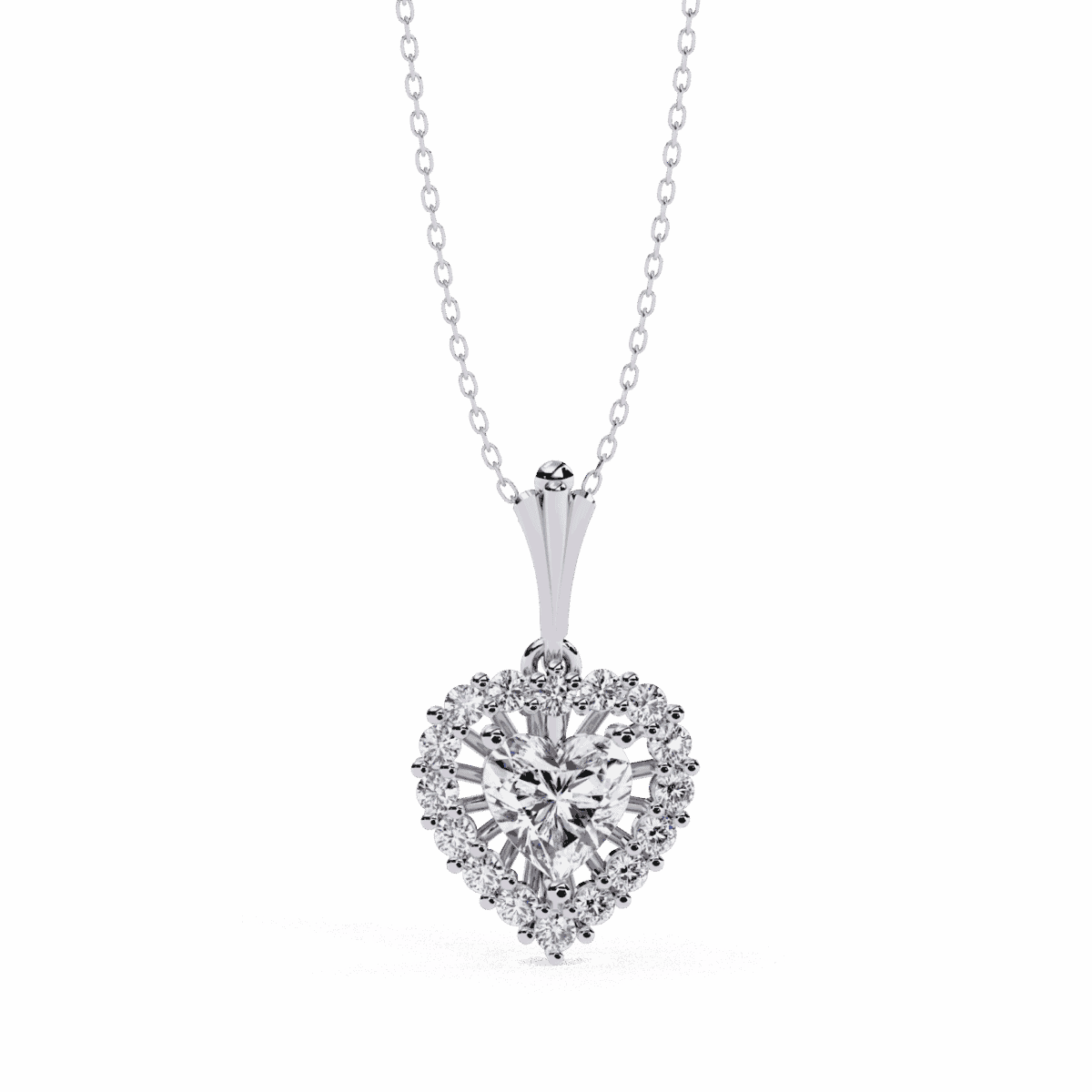 PN14051P11 0.9 Carat Heart Halo Diamond Pendant Image 1