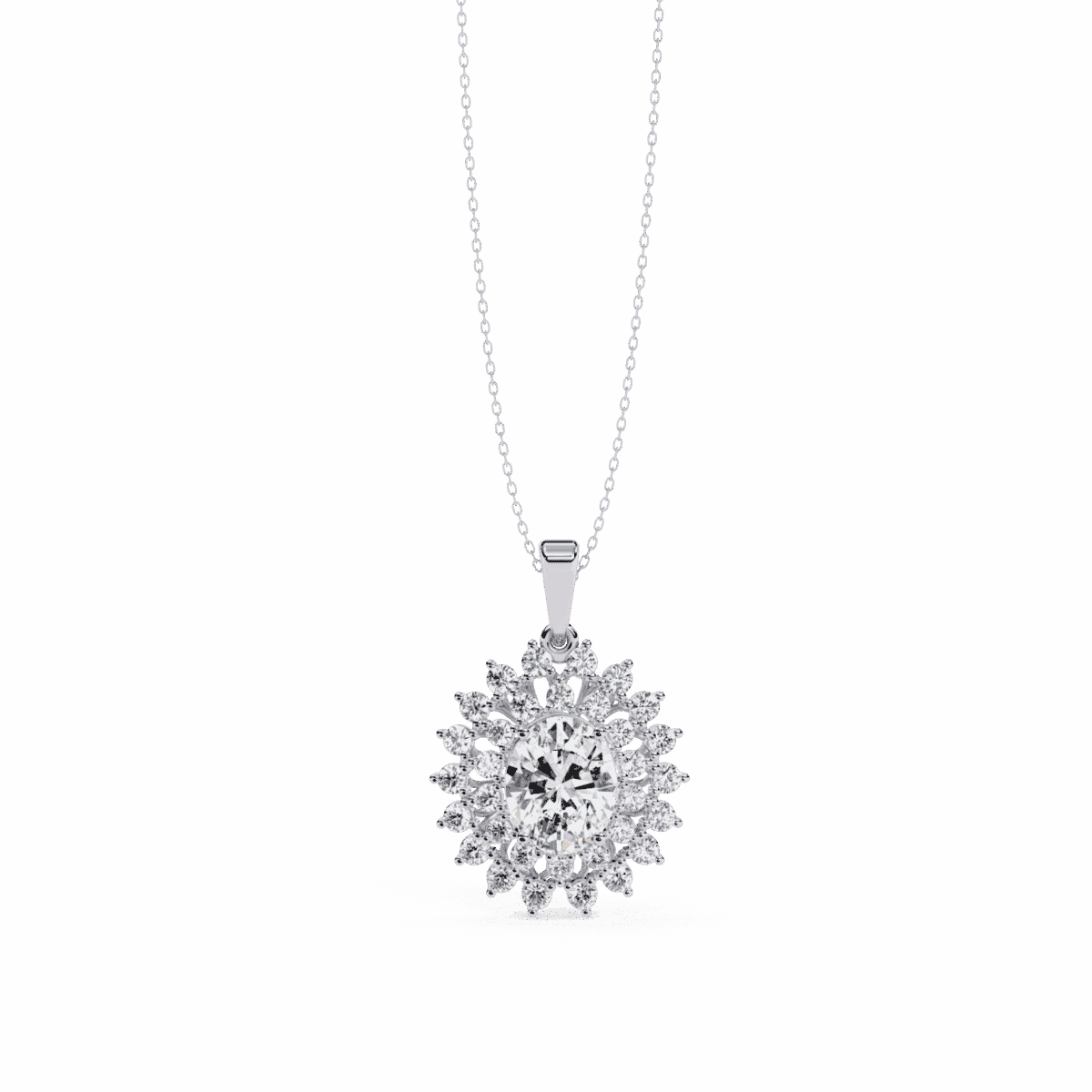 3.5 Carat Double Halo Diamond Pendant  Image 1