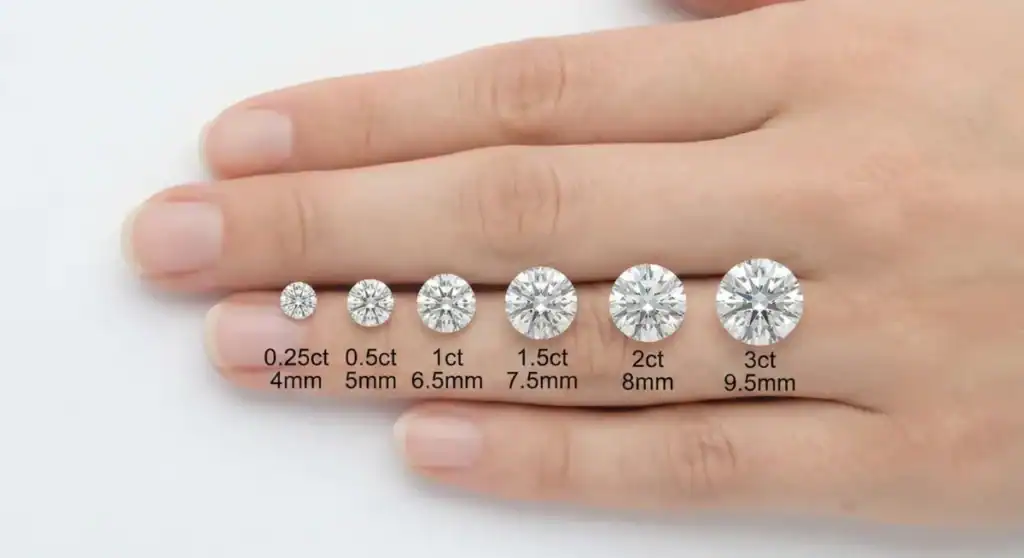 Diamond carat size comparison guide
