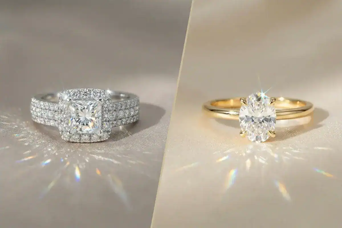 Jewellery trends declining 2026 halo settings princess cut vs minimalist solitaire oval diamond
