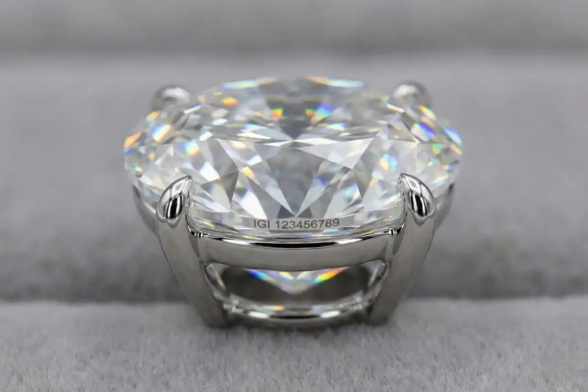 Labgrown diamond certification IGI certified 2 carat solitaire ring quality with laser inscription on girdle