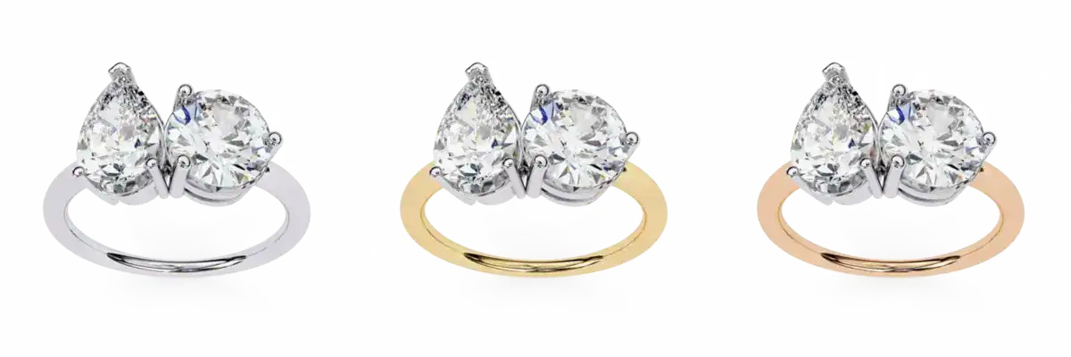 Toi et moi ring in white gold yellow gold and rose gold metal options