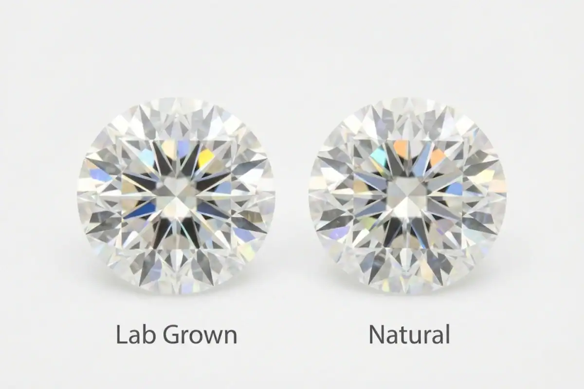 1 carat lab grown vs natural diamond comparison showing identical appearance