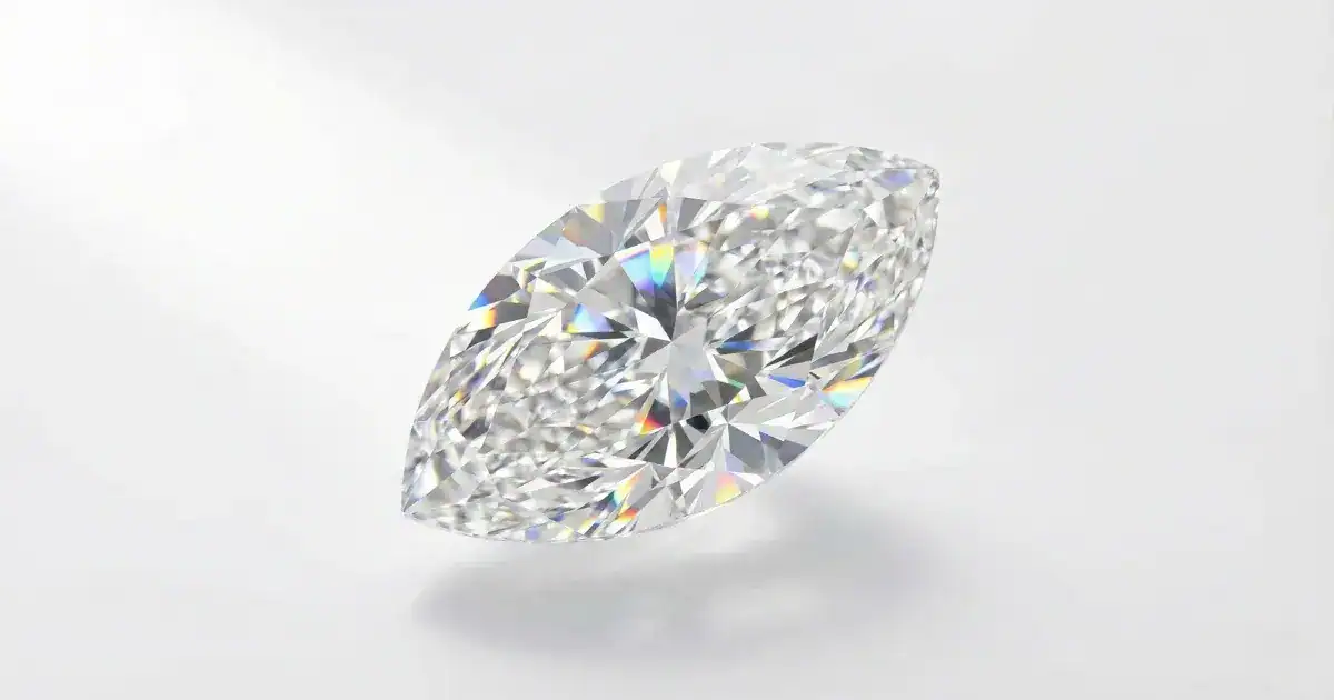 Marquise diamond showing elongated shape with pointed ends and brilliant facets